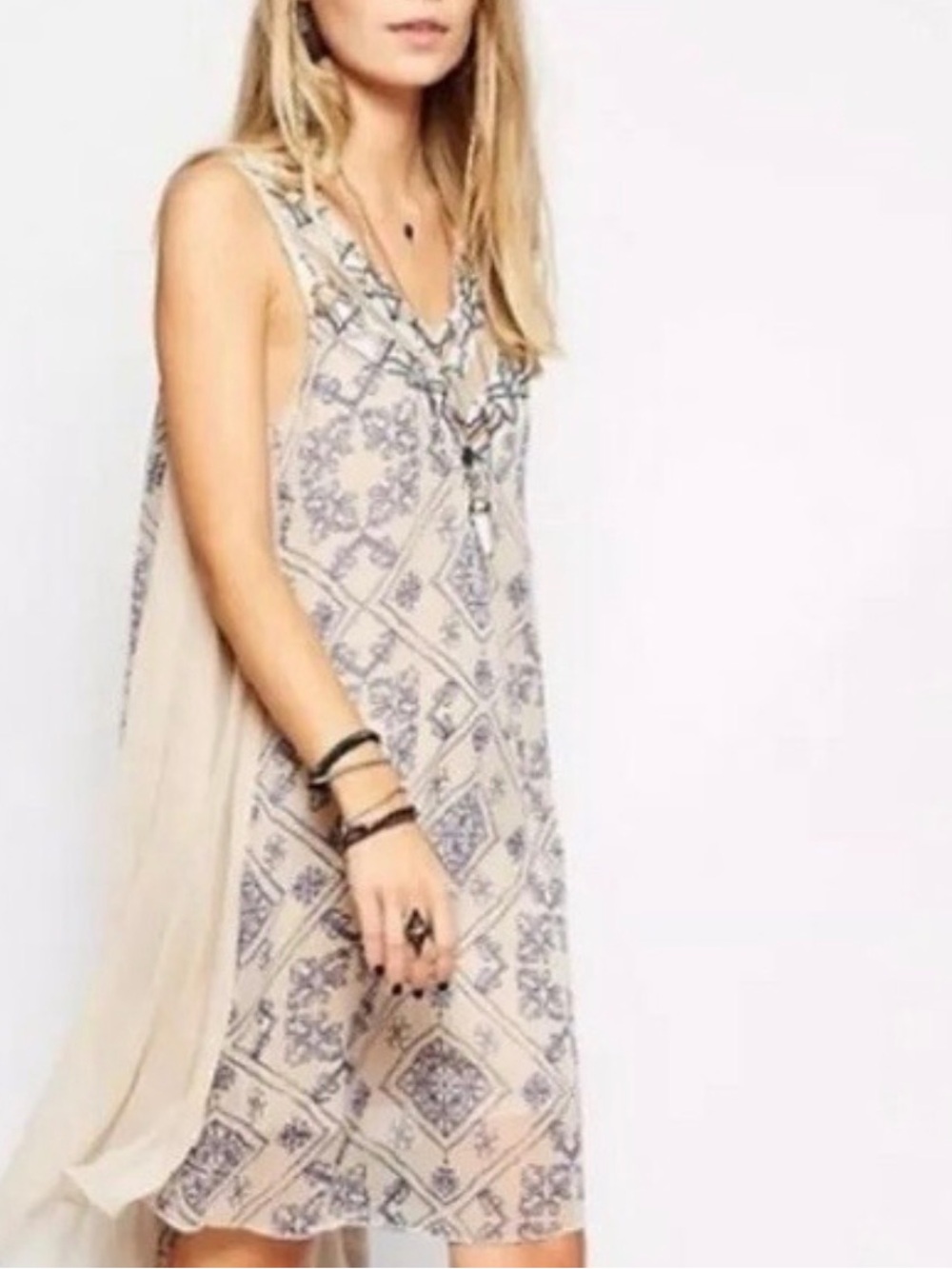 Free People Ancient Mystery Beaded Shift Dress Tea Combo